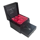 Roses Flowers Gift for women Elegant Box with 9 Artificial Roses and Heart Necklace - Romantic Gift...