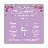Sereney 15 Year Old Girl Gifts, Silver Cross Necklace Recuerdos Para 15 Años Quinceañeras as...