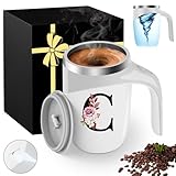 Initial Magnetic Stirring Coffee Mug Stainless Travel Cup Stainless Steel Leackproof Cup Camping...