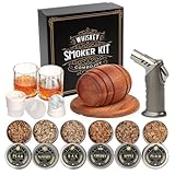 Whiskey Smoker Kit with Torch - 6 Flavors Wood Chips, 2 Glasses, 2 Ice Ball Molds - Cocktail Smoker...