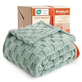 Bedsure GentleSoft Sage Green Throw Blanket for Couch - Checkered Fleece Blankets for Women Men...