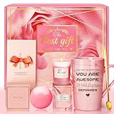 Birthday Gifts for Women, Mom, Sister, Friend: Unique Pink Self Care Spa Relaxation Baskets Set,...